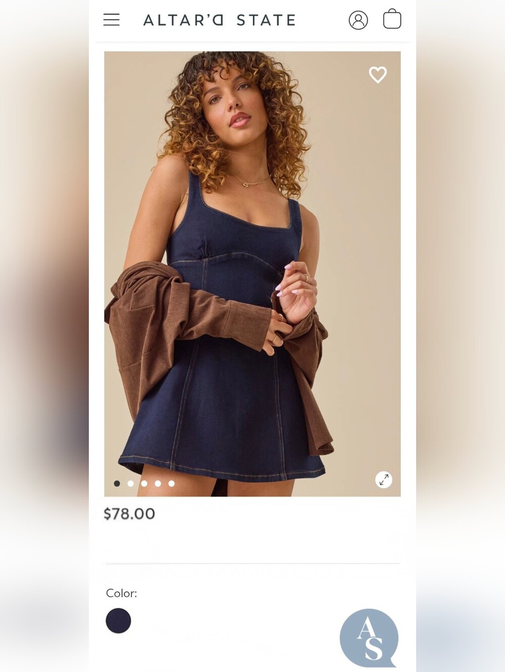 Altar'd State Leena Denim Mini Dress Size XS